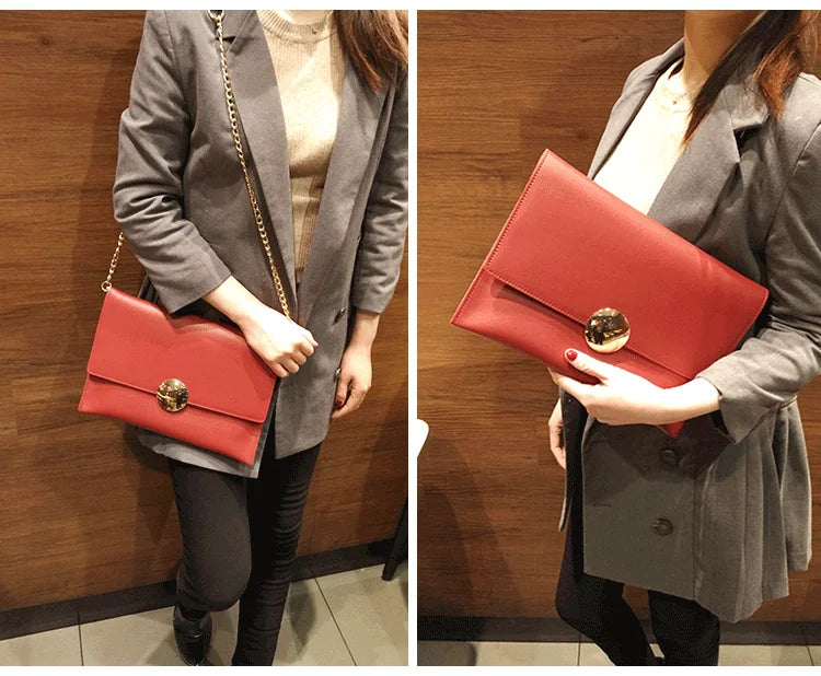 Brand Design Women Clutch Bag Elegant Ladies Shoulder Bag Female Handbag PU Leather Chains Envelope Shoulder Bag Clutches bolsa