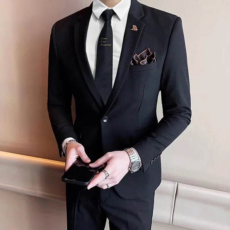S-5XL Jacket Vest Pants Boutique Solid Color Casual Business Office Slim Mens Suit Groom Wedding Gown Blazer Waist Coat Trousers