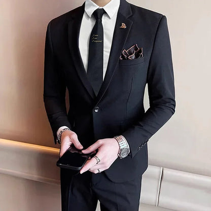 S-5XL Jacket Vest Pants Boutique Solid Color Casual Business Office Slim Mens Suit Groom Wedding Gown Blazer Waist Coat Trousers