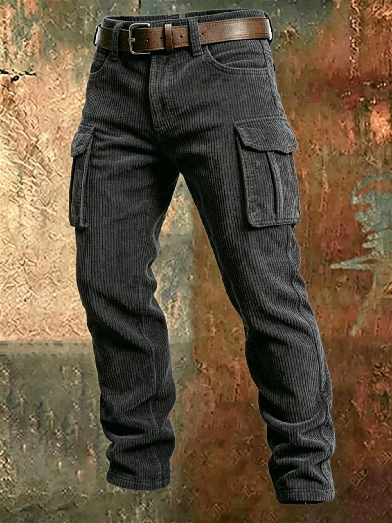 2025 Spring Summer Stylish Straight Cargo Pants Men Casual Texture Corduroy Trousers For Men Daily Leisure Loose Pant Streetwear