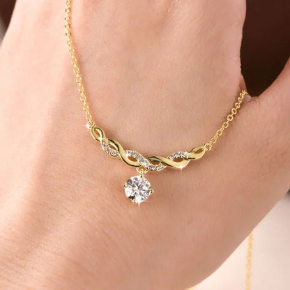 Sparkling 6.5MM Moissanite Necklace 14K Gold Filled Infinity Pendant Necklaces for Women Valentine's Day Jewelry Gift