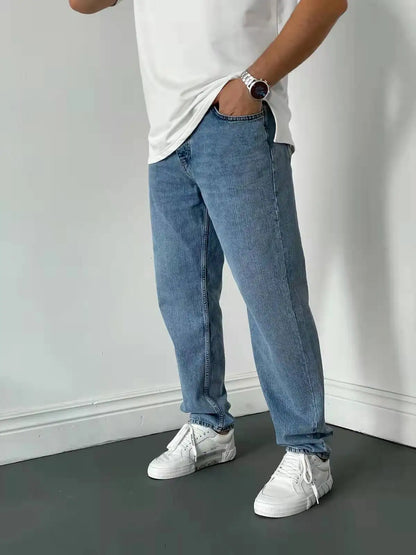 2025 New Business Men's Jeans Casual Straight Stretch Fashion Classic Blue Black Work Denim Trousers Male Brand Clothing S-3XL