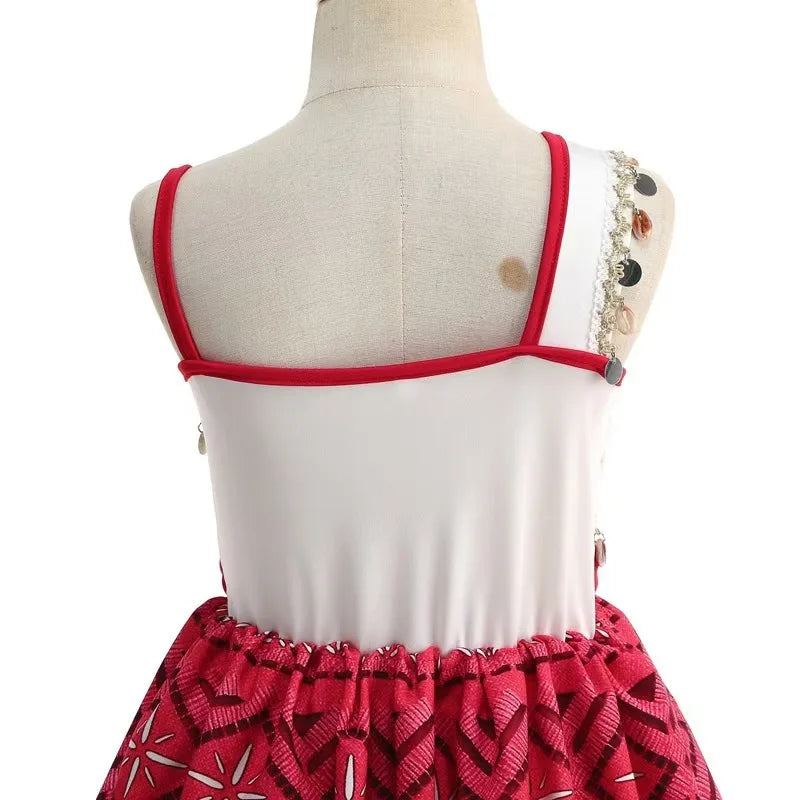 2 Vaiana Costume Girls Princess Dress Children Purim Lace Clothes Kids Cartoon Cosplay Outfits Birthday Party Frock