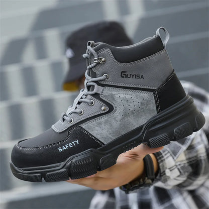 New Fashion 2026 High Top Safety Work Shoes Men Sneakers Steel Toe Cap Anti-puncture Indestructible Construction Site Boots