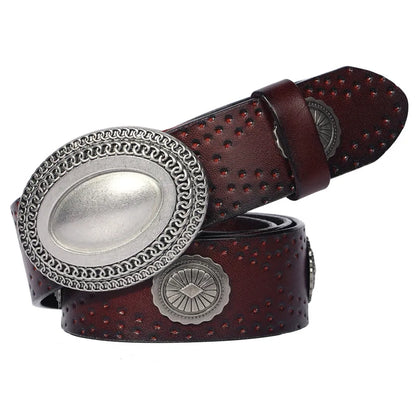 3.8CM Heavy Metal Rivet Men Real Genuine Leather Belt Men Smooth Buckle Stud Punk Jeans Belts For Jeans Strap Rock Cowboy