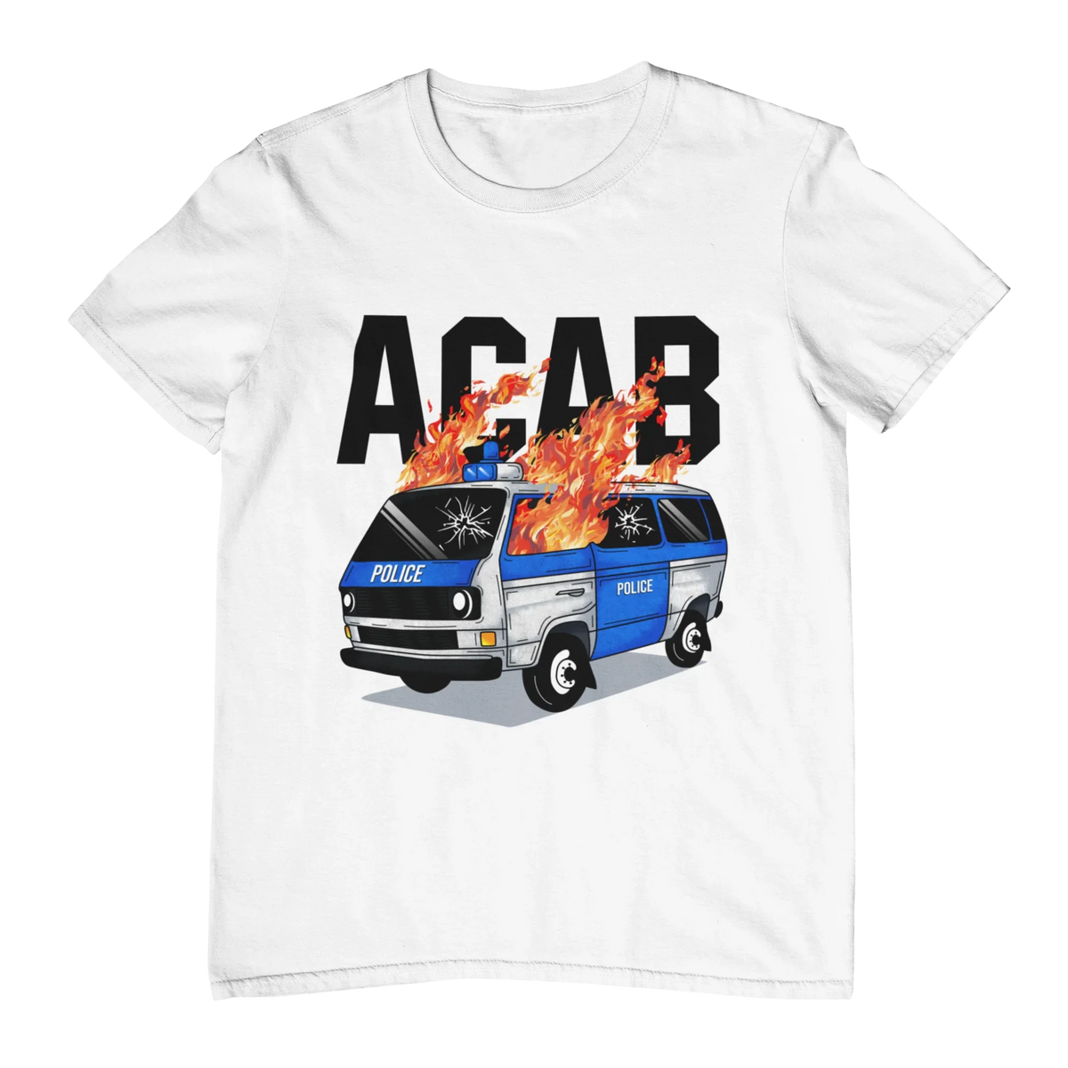 ACAB Police Car Hooligans Ultras Men Women T-shirt Outdoor Street Casual Fashion Hip-hop Rock Pure Cotton Short-sleeve Clothing