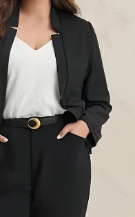 Plus Size Autumn Elegant Suit Jacket Set Office Lady Casual Women's Blazers Coat Pants 2 Piece Female Professional Suit