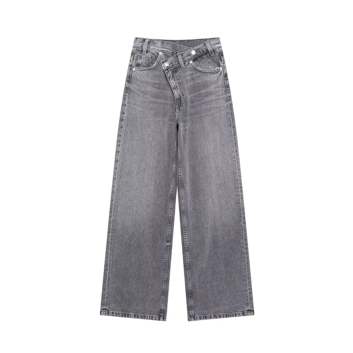 Women Fashion Denim Solid Straight Pants Jeans High Waist Full Length Casual Female Chic Lady Trousers