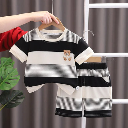New Summer Baby Girl Clothes Suit Boys Clothing Children Striped T-Shirt Shorts 2Pcs/Sets Toddler Casual Costume Kids Tracksuits