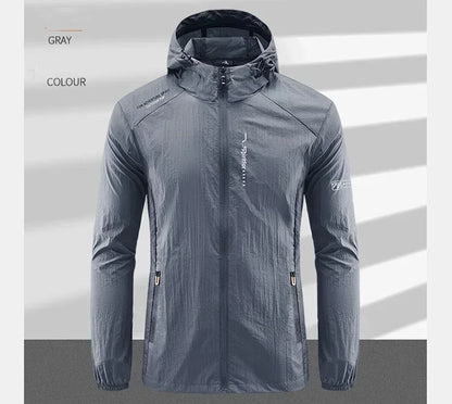 Summer Outdoor Quick Dry Sun-Protective Thin Jacket Men Hiking Fishing Cycling Hooded Gym Sport Windbreaker Ultra Light Coats