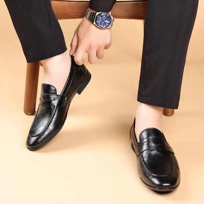 Italian Men High Quality Casual Leather Loafers Casual Business Office Shoes Comfy Outdoor Slip On Flats Fashion Driving Shoes