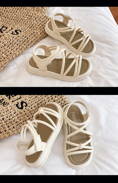 Girls Sandals Kids Sandals for Girls 2024 Summer Brand Children Beach Shoes Princess Sweet Gladiator Sandals Open Toes Anti-skid