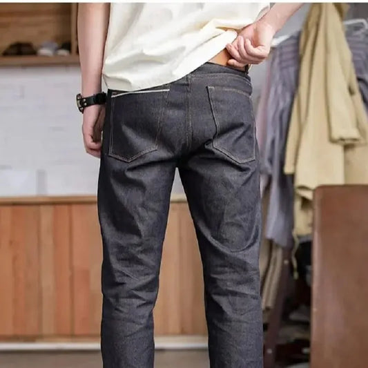 Retro 11.6oz Selvedge Raw Denim Jeans Tapered Regular Fit Cotton Jeans with Zipper Fly High Quality Versatile Men's Pants