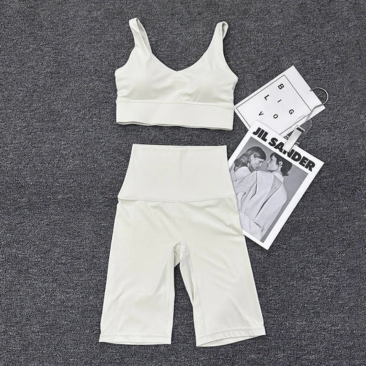 Nylon Short Sets Womens Clothing Sports Bra Cycling Shorts Workout Set Women's Tracksuit Gym Yoga Sexy Outfit Women 2023