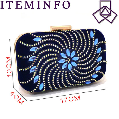 2023 The Latest Italian Design Rotary Rhine-Diamond Floral Thick Heel Platform Women's Comfortable Shoes Bag and Shoe Set