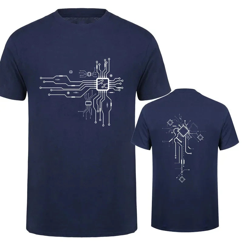 Brand New Men's T-Shirt O-Neck Men T-shirt for Male T Shirts CPU Processor Circuit Diagram Print Man Tops Tees Tshirt Clothing