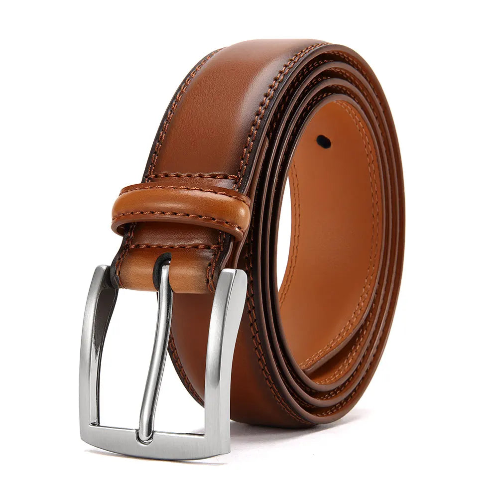 Men's Leather Belt Needle Buckle Belt Casual Genuine Leather LONG Large Belts Cowhide Belts for Man