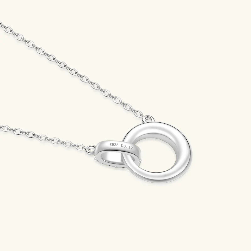 Certified Full Moissanite Necklace Exquisite 925 Sterling Silver Double Circle Pendant Necklaces For Engagement Jewelry