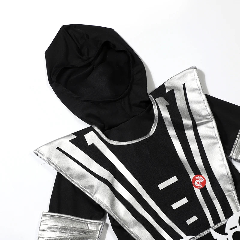 Boy  Ninja Costume Masked Warrior Outfit Cartoon Hero Halloween Party Performance Costume Includes Ninja Toy Knife Birthday Gift