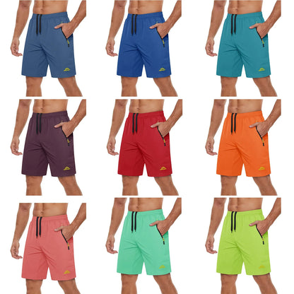 Quick Dry Athletic Shorts with Zipper Pockets Men's Summer Running Shorts Gym Training Workout Fitness Hiking Shorts