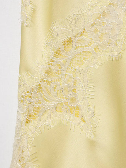 Women Fashion Lace Patchwork Straps Top Irregular Hem Spaghetti Straps V-Neck Hollow Sexy Tops 2026 Summer Night Date Wear