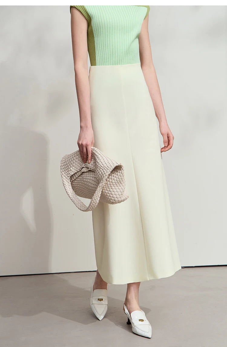 Minimalist Skirt Mermaid For Women 2025 Spring New Elegant Office Lady Solid Mid Length Slim Thin Elastic Skirts 12521065