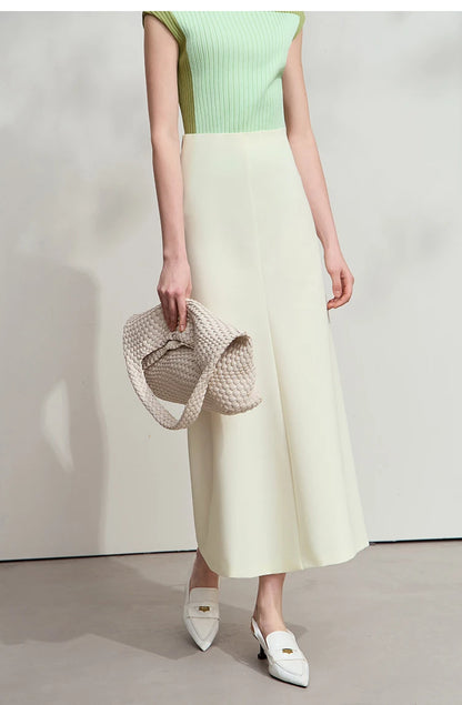Minimalist Skirt Mermaid For Women 2025 Spring New Elegant Office Lady Solid Mid Length Slim Thin Elastic Skirts 12521065
