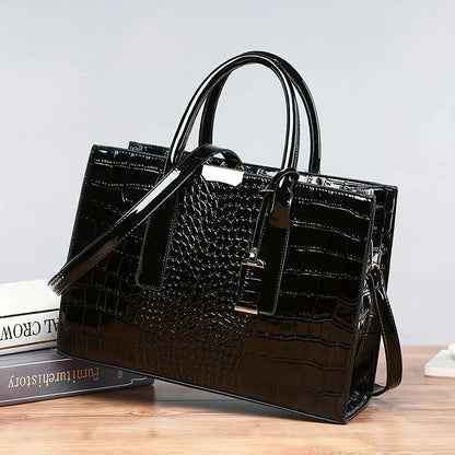 Women'S Large Capacity Tote Bag Elegant Synthetic Handbag with Zipper Closure, Spacious Work Bag for Women Formal & Everyday Use