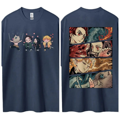 Demon Slayer Japanese Hot-blooded Anime Classic Characters Sports Casual Short-sleeved Comfortable Half-sleeved Popular Top