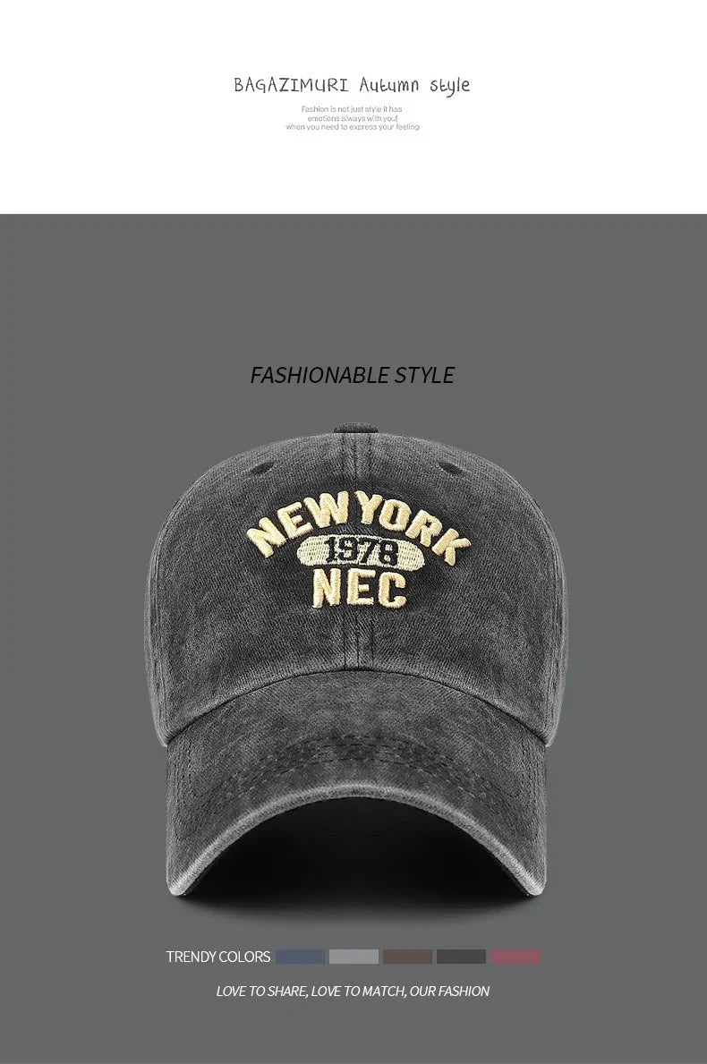 Baseball Cap Korean Washed Cotton Soft Top Hat Four Seasons Men's And Women's Embroidered American Letter Cap