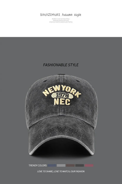 Baseball Cap Korean Washed Cotton Soft Top Hat Four Seasons Men's And Women's Embroidered American Letter Cap