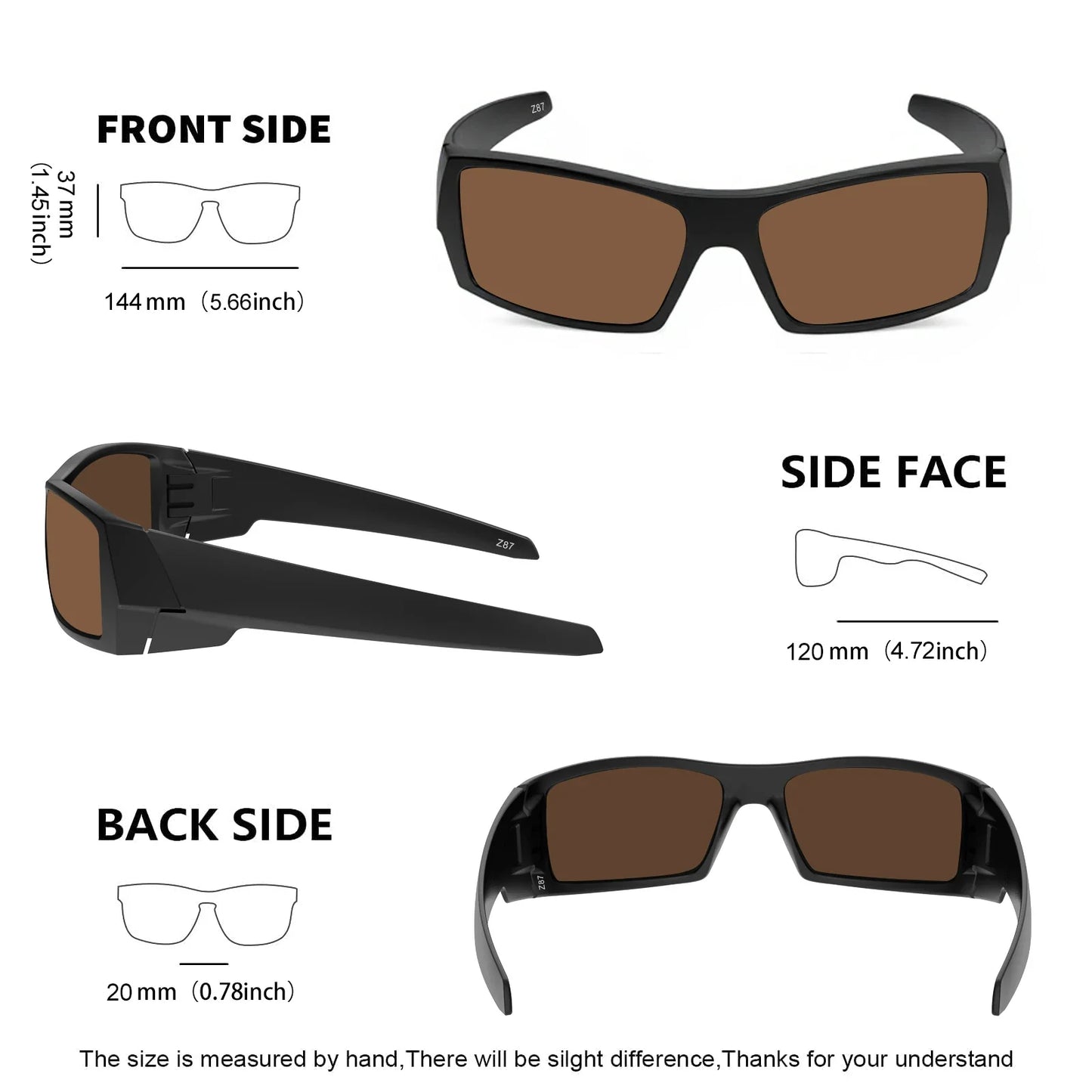 Z87 Polarized Sunglasses Men Women Wrap Around Sport Driving UV400 Retro Vintage Shield Safety Glasses 8231