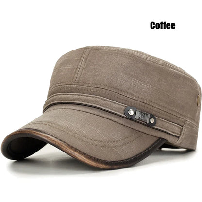 Brand New Men Women Washed Distressed Cotton Adjustable Flat Top Cadet Cap Fashion Classic Unisex Outdoor Casual Sport Cap