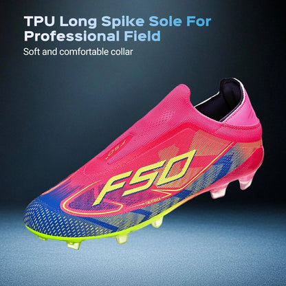 AG/FG Firm Ground Soccer Cleats for Men Women Kids Youth PU Fabric Rubber Sole Non-Slip Wear-Resistant Training Boots
