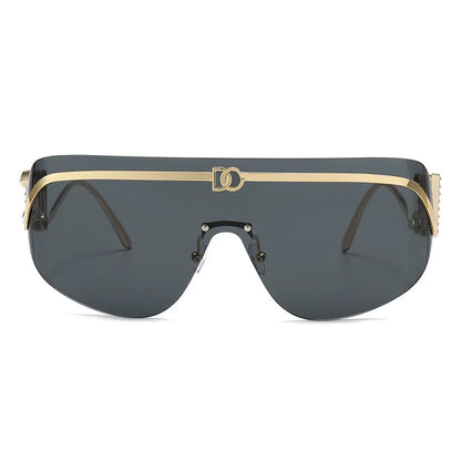New Luxury Oversized Shield Sunglasses 2026 Gold Metal Brand Gradient Lens Sun Glasses UV400 Protection Trendy Shades Sunglass