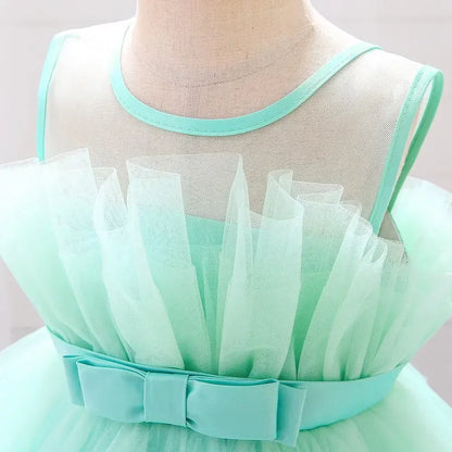 Baby Yellow Dress For Girls Kids Wedding Bridesmaid Dresses Toddler Tulle Birthday Princess Party Dress Infant Outfits Vestidos