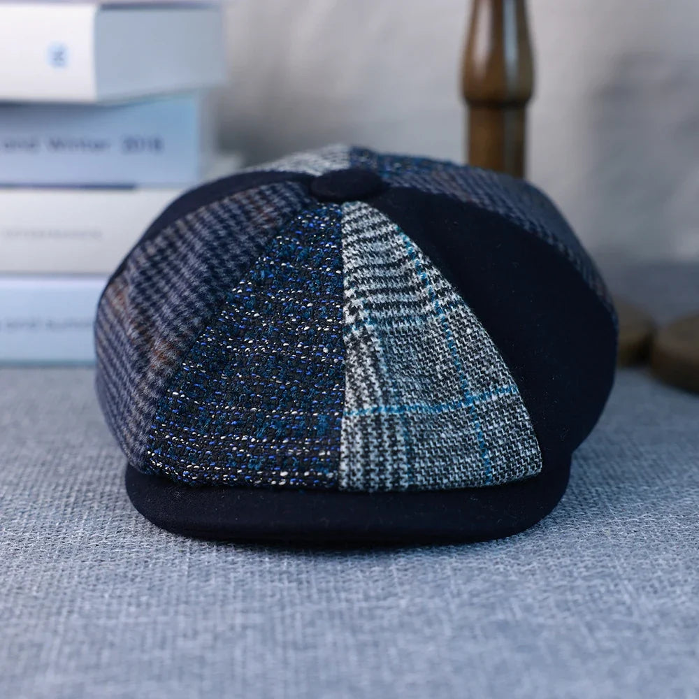 Spring Autumn Winter Men Classic Splicing Octagonal Hats Retro British Newsboy Cap Gatsby Woman Men Beret Caps  005