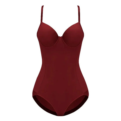Underwire Wine Bodysuit Women Shapers Stretch Solid Color Silky Underwear Shapewear Body Shaper