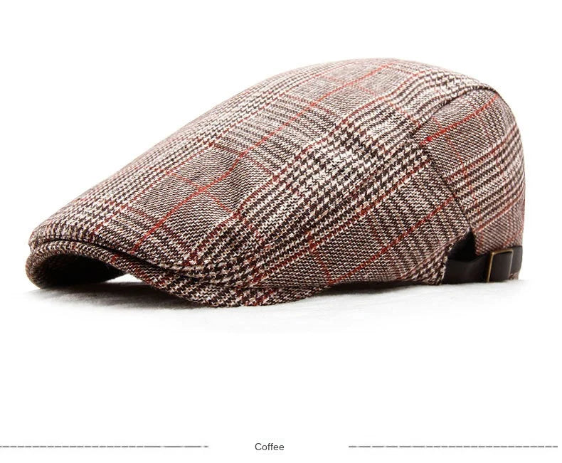 Men's Women's Beret Herringbone Flat Ivy Newsboy Hat Wool Blend Gatsby Cabbie Adjustable Cap