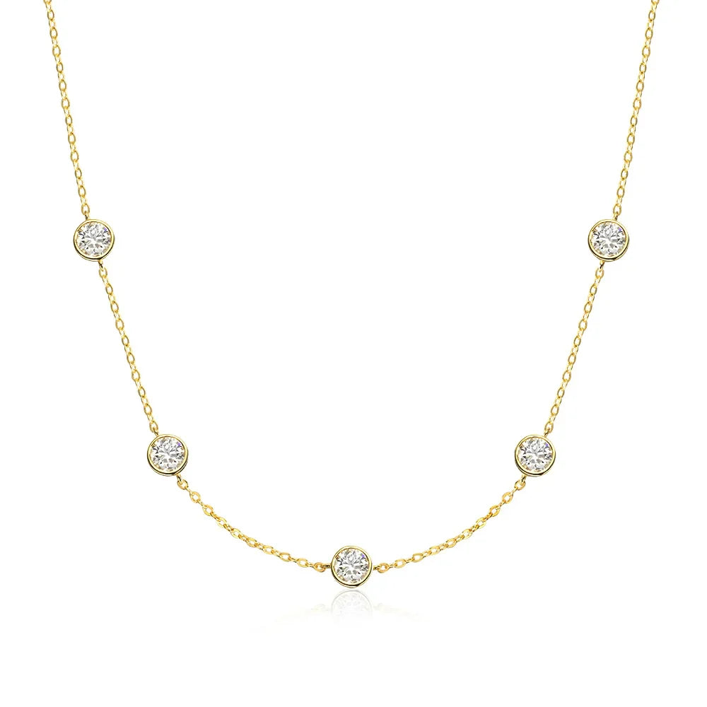 D VVS1 Moissanite Necklace for Women Sterling Silver with GRA Clavicle Chain Plated 18K White Gold Wedding Fine Jewelry