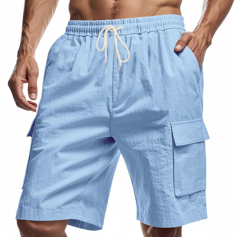 Casual Shorts Men Pants Men Sweatpants Joggers Fitness Clothing Multi-Pocket Work Shorts Relaxed-Fit Linen Pantaloncini Uomo
