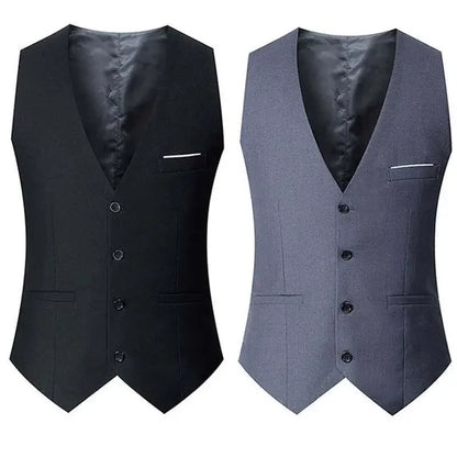 Slim Fit Suit Vests For Men Black Grey Navy Blue Business Casual Male Waistcoat Single Breasted Gilet Homme Formal Jacket