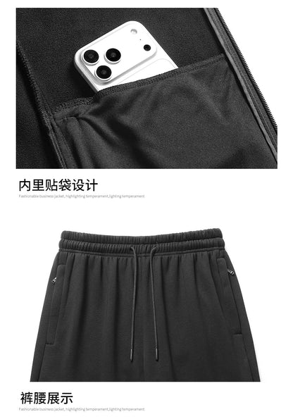 Men's Hooded Sweatshirts+ Pants Suits Male Warm Winter Fleece Sportwear Zipper Coat Warm Sports Sets Thick Hoodies Tracksuit