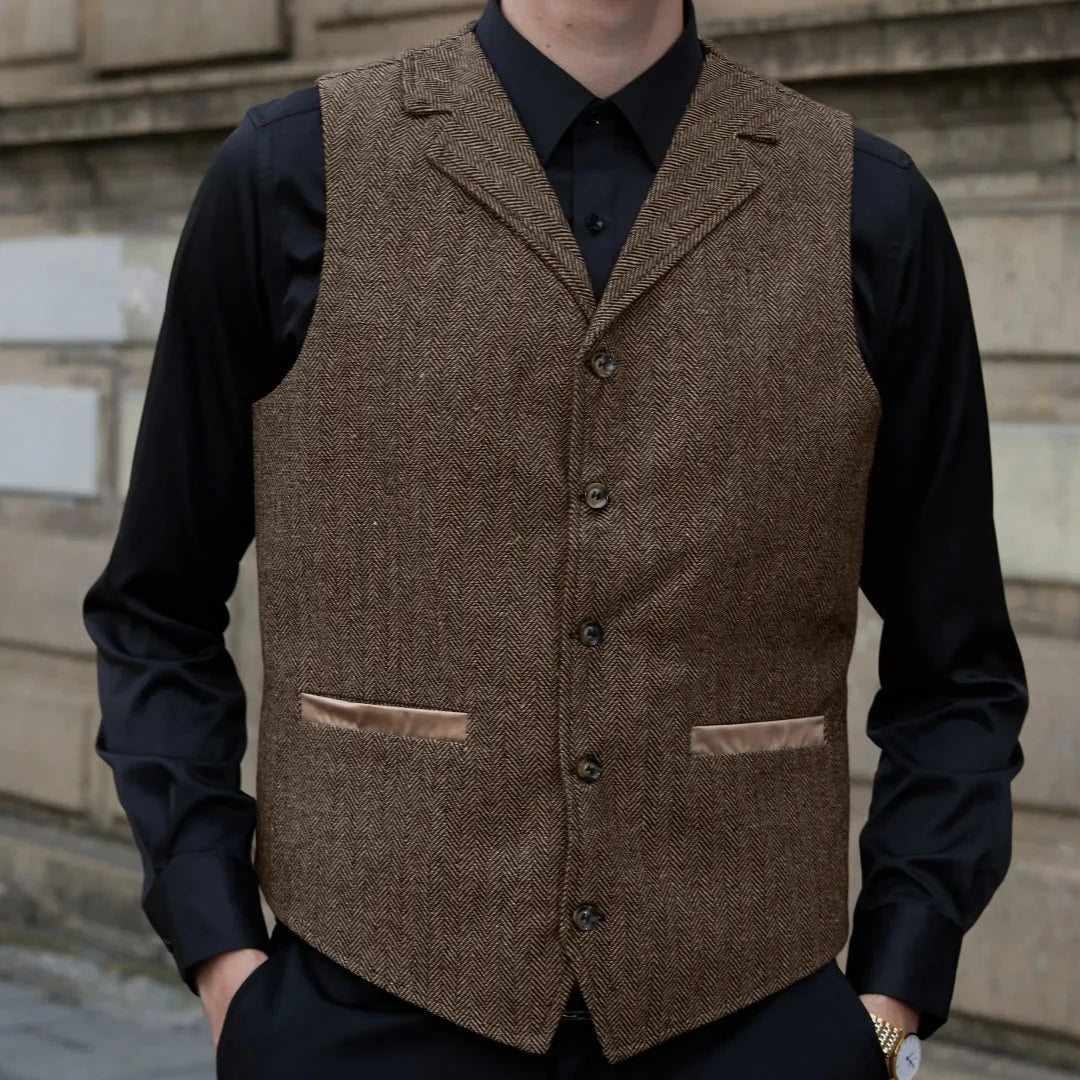 Men Vest Gray Blue With Lapel Single Button Waistcoat For Wedding Birthday Formal Business Casual Banquet Daily Men Suit Vest