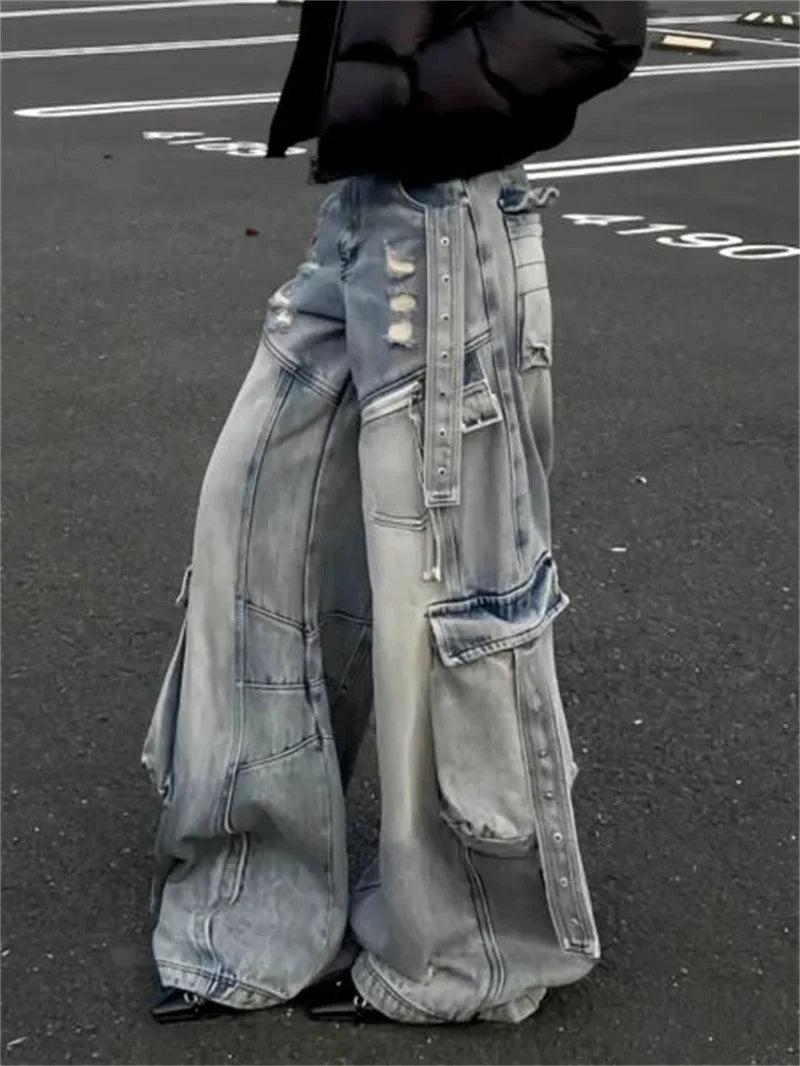 Black Jeans Women American Style Y2K 90S Vintage High Waisted Jean Straight Trouser Streetwear Casual Loose Wide Leg Denim Pants