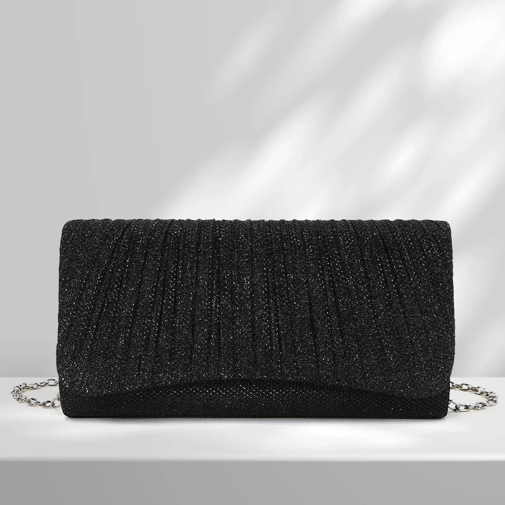 Women Shiny Crossbody Bag Elegant Sparkle Shoulder Bags Clutch Bag Fashion Chain Tote Handbag Ladies Chic Evening Wedding Clutch