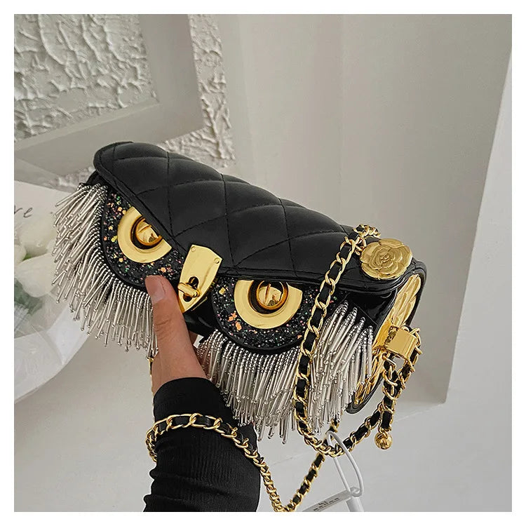 Cute Owl Bags for Women 2026 New Luxury Designer Handbag Fashion Tassel Crossbody Bag Leather Animal Print Shoulder Bag Woman