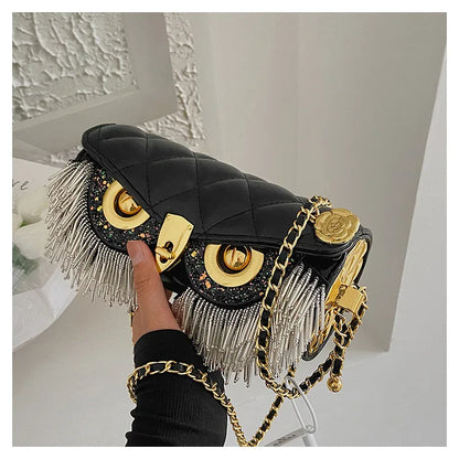 Cute Owl Bags for Women 2026 New Luxury Designer Handbag Fashion Tassel Crossbody Bag Leather Animal Print Shoulder Bag Woman