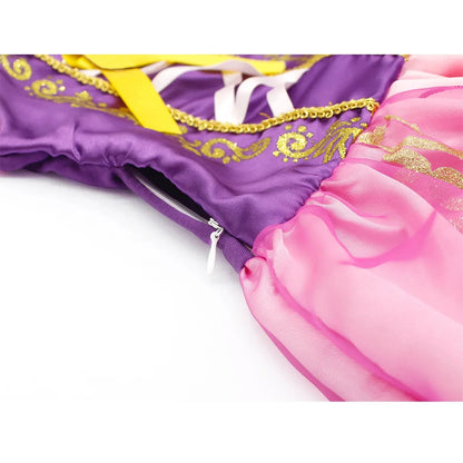 Girl Role Play Rapunzel Princess Dress for Kids Halloween Cosplay Tangled Costume Birthday Party Sequins Mesh Bow Clothes