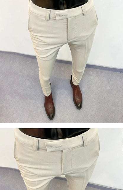 2025 Spring and Summer New Men's Casual Business Dress Pants Fashion Social Solid Wedding Party Suit Pants Slim Fit Suit Pants